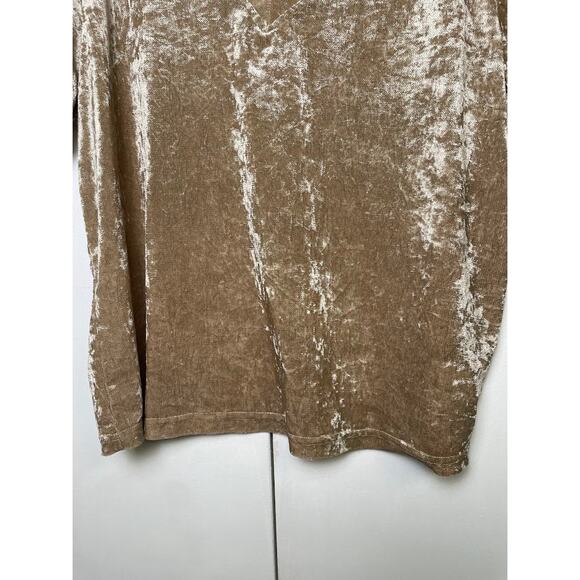 Womens Dazy Crushed Velvet Top Sz L Whimsical Holiday Short Sleeve Gold T Shirt - Picture 5 of 12